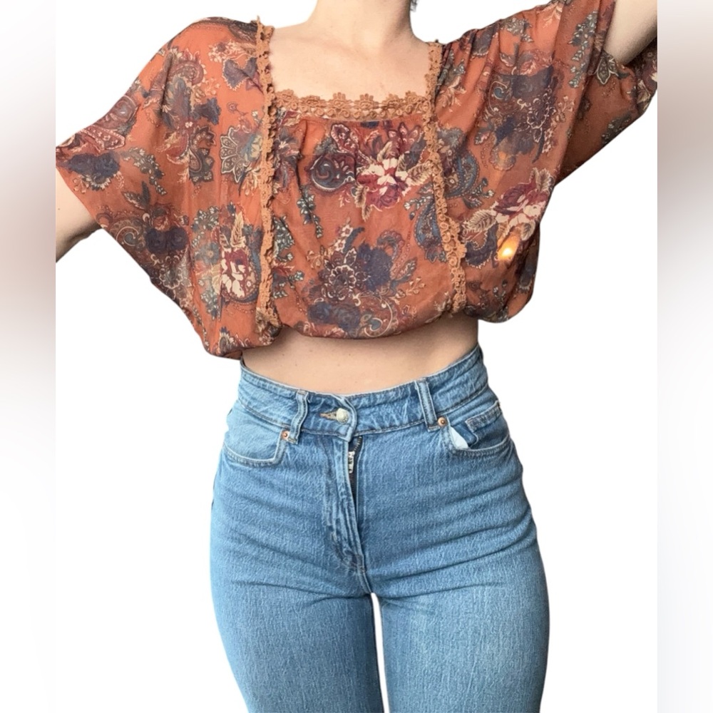 Boho Sheer Paisley Blouse-small